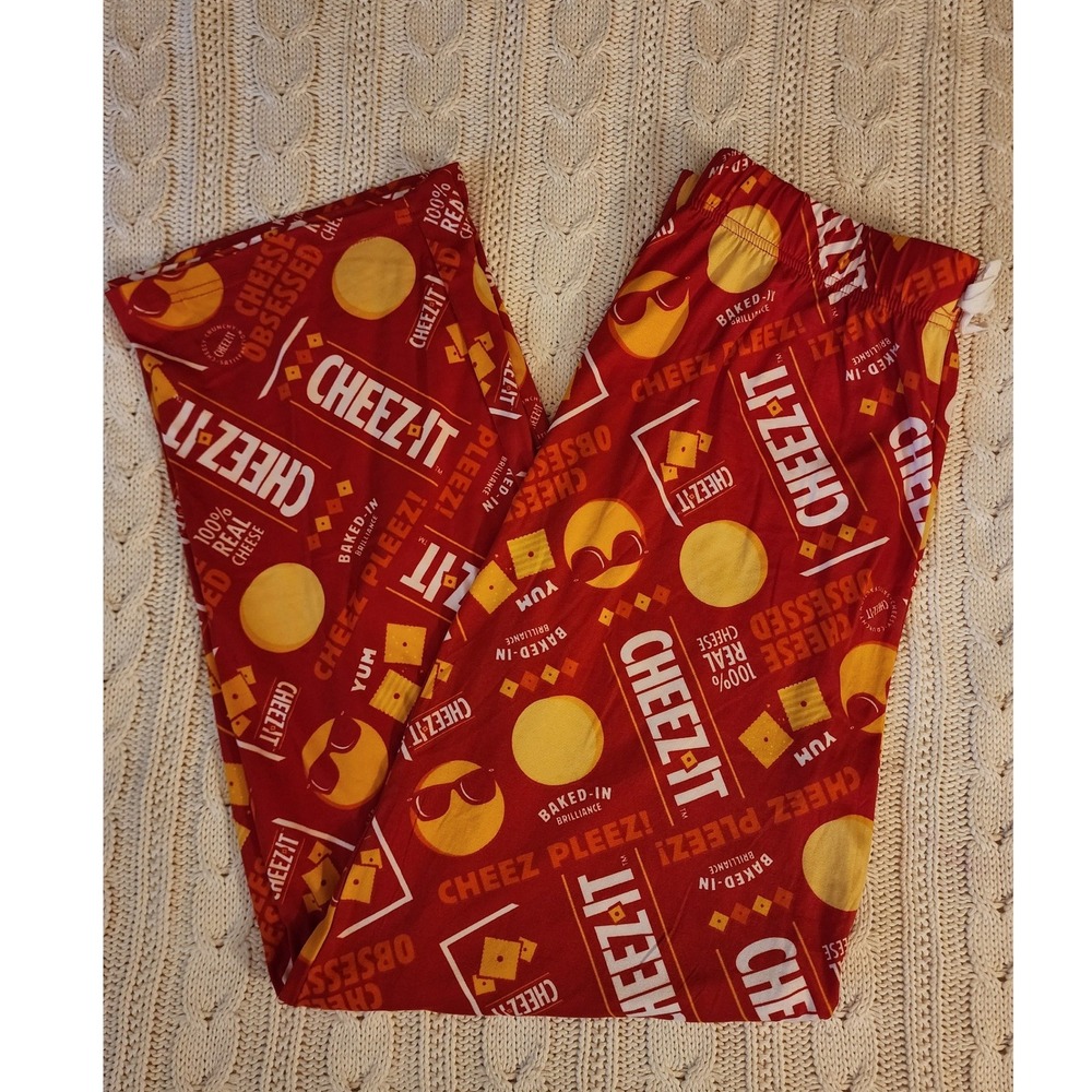 Kellogg's Cheez-It Lounge Pajama Pants Red Novelty Snack Food Women Men Size L
